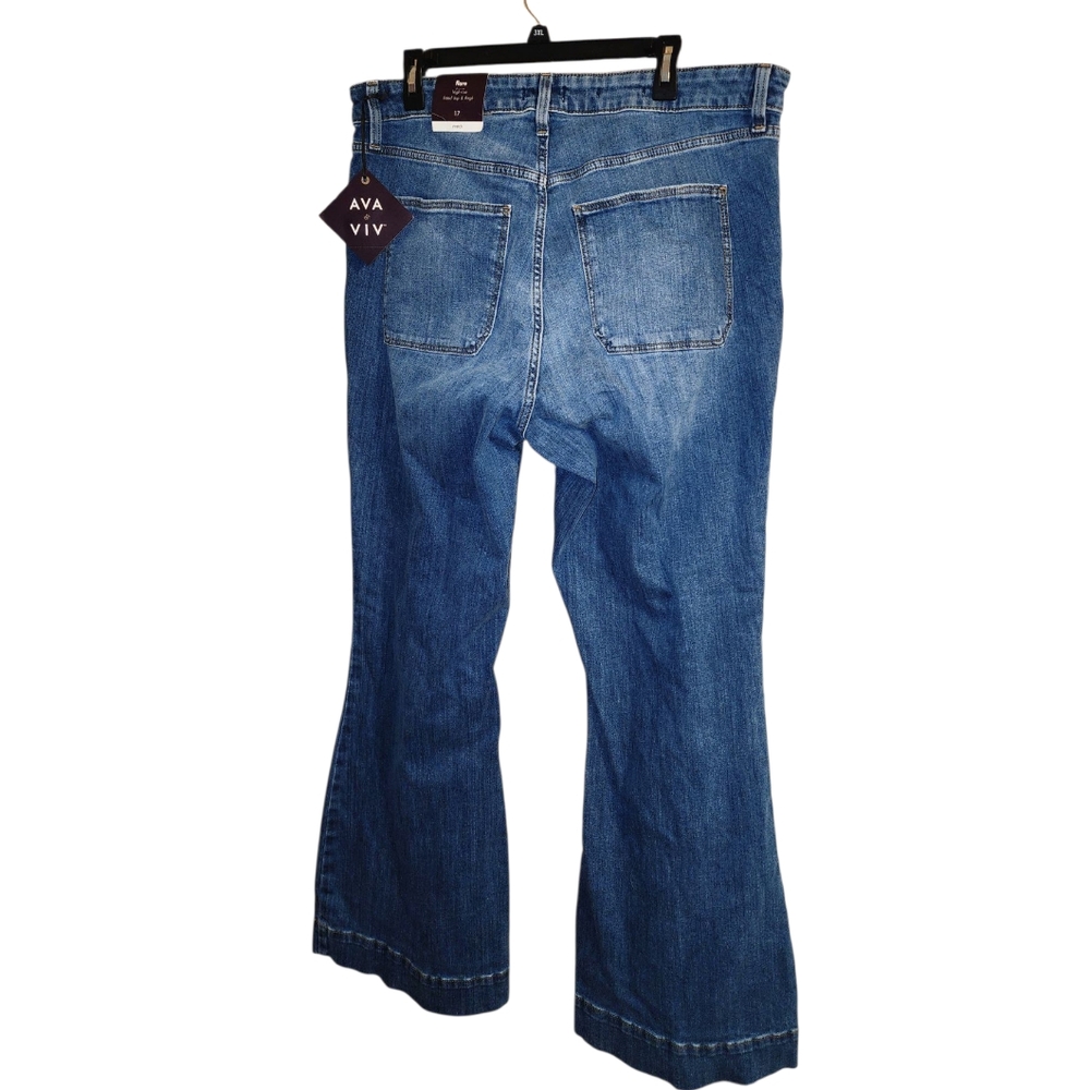 Ava & Viv Blue Flare Wide Leg Jeans - Picture 2 of 2